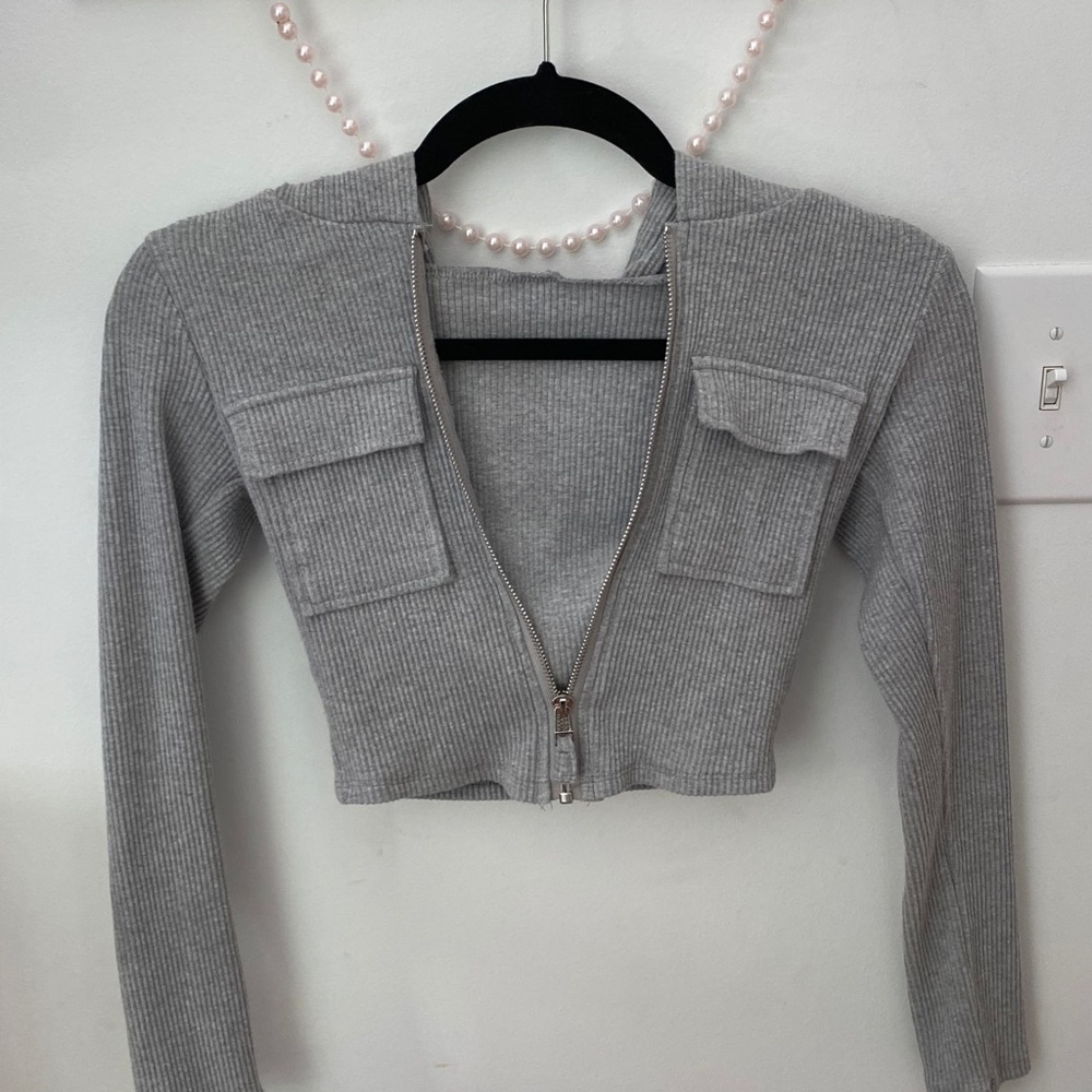 shein zip up grey hoodie